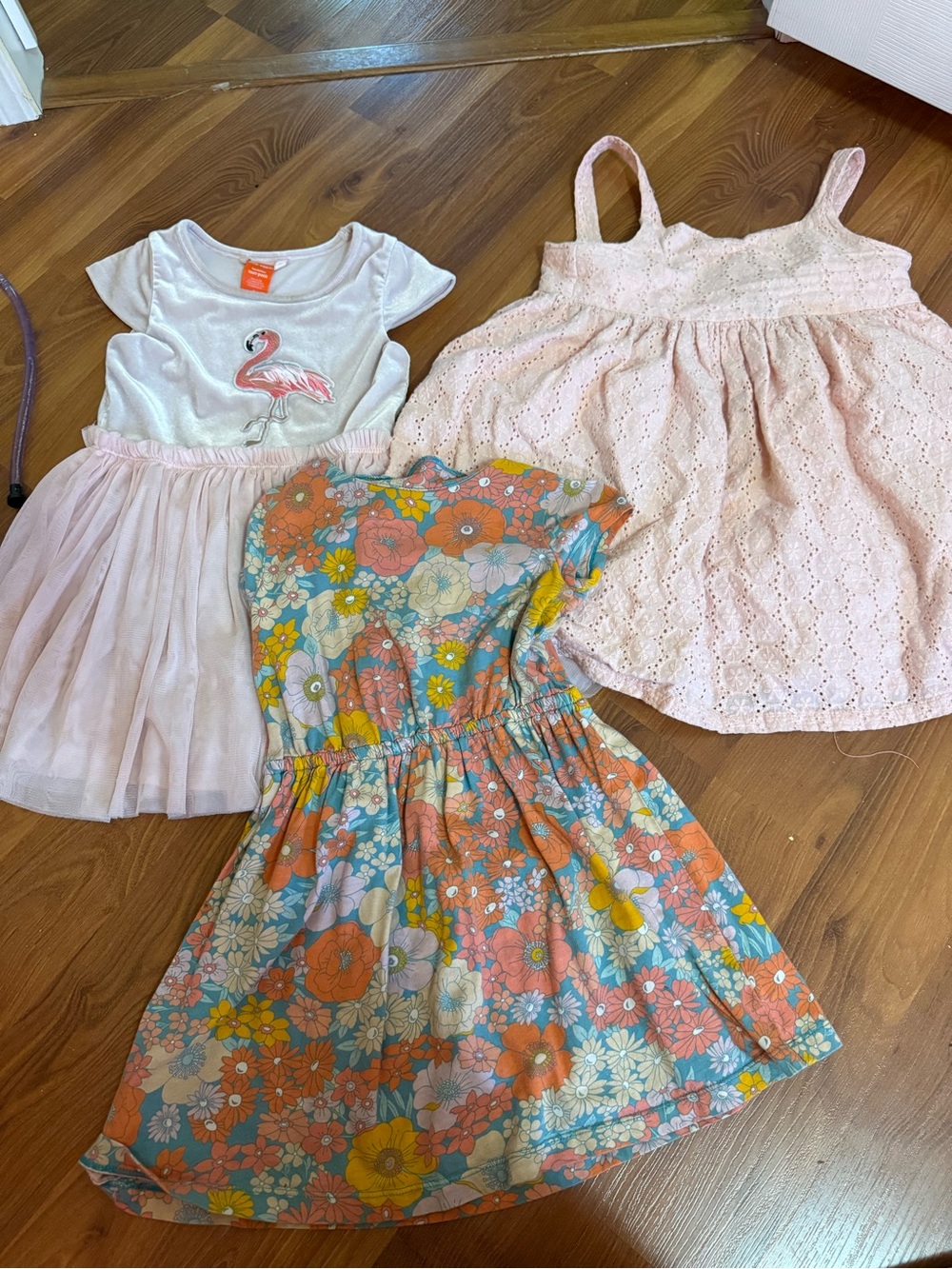 Girls' Pink Eyelet Sundress & Floral Day Dress Set